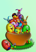 Lapins amusants et oeufs color&eacute;s de P&acirc;ques